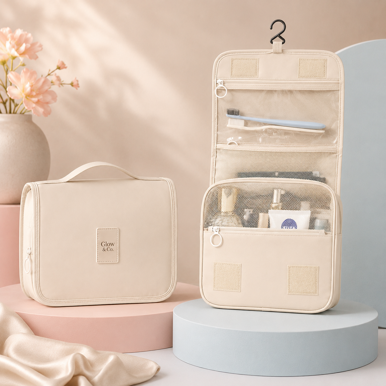 Large-Capacity Hanging Travel Toiletry & Makeup Organizer