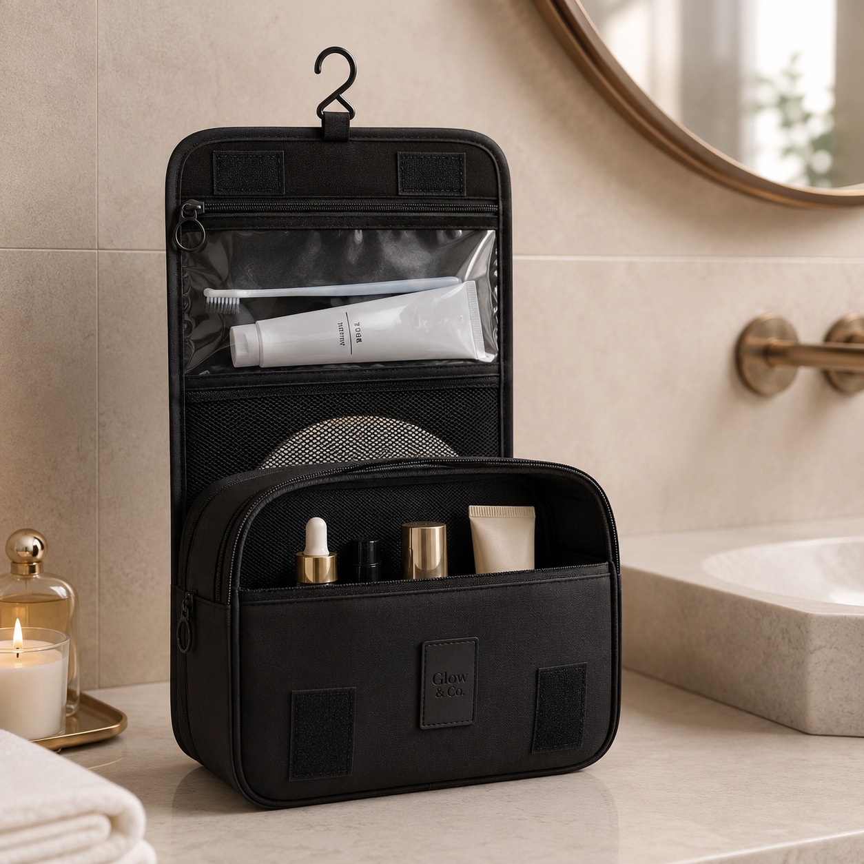 Large-Capacity Hanging Travel Toiletry & Makeup Organizer